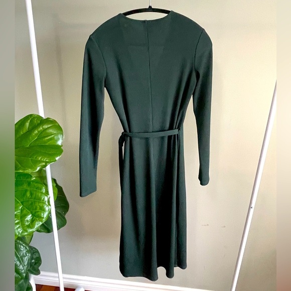 Forest Green Long Sleeve Midi H&M Wrap Dress Size S - Picture 2 of 3
